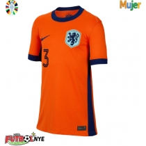 Camiseta Países Bajos Matthijs de Ligt #3 Primera Equipación para mujer Eurocopa 2024 manga corta